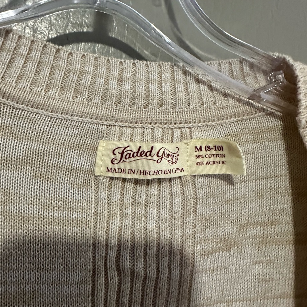 Women's Cream Cardigan Sweater Faded Glory Medium Cozy Fall Minimal Womens - Picture 2 of 3